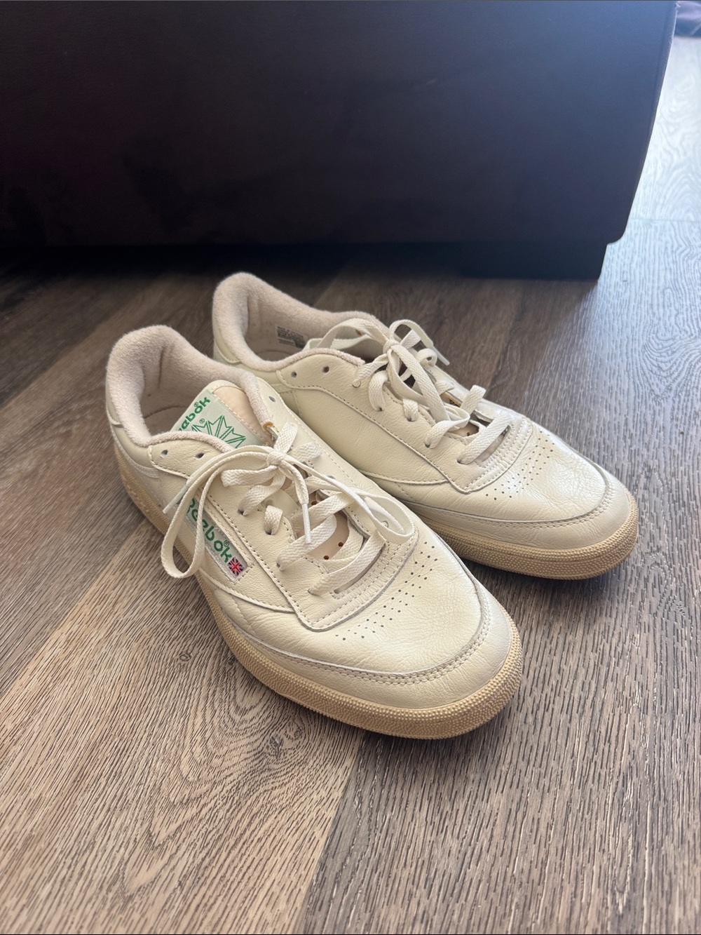 Reebok Off-White Leather Low-Top Sneakers